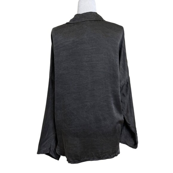 JS Millenium Top Grey Button-Up Long Sleeve Blouse Italy Women One Size Fit All - Picture 3 of 7